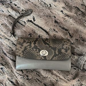 Coach Grey and Snakeskin Clutch with detachable Wrist Strap